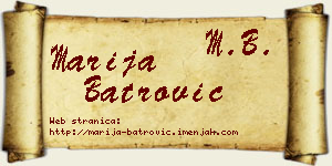 Marija Batrović vizit kartica